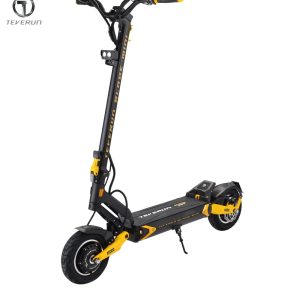 Trotineta electrica Teverun Blade Mini SUPER, 2000W, 52V cu 20,8 Ah, 10 inch, NFC, GPS, telecomanda, suspensie piston hidraulic, galben cu negru